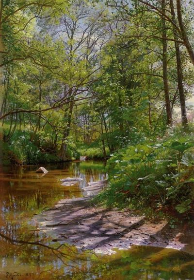 art oil painting reproduction of  Monsted Peder A River Landscape 1897 museum quality handmade