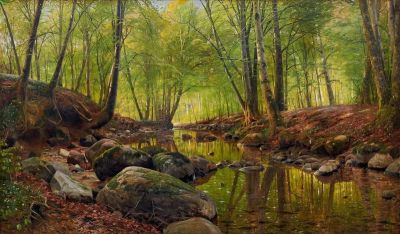 art oil painting reproduction of  Monsted Peder A River Landscape 1900 museum quality handmade