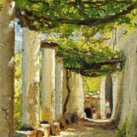 Monsted Peder A Shady Pergola On Capri Ca. 1884