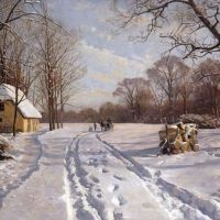 Monsted Peder A Sleigh Ride Through A Winter Landscape 1915