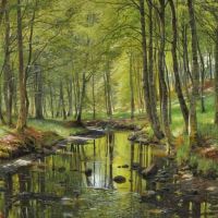 Monsted Peder A Spring Day At A Stream In The Forest At Moesgaard Near Aarhus 1890