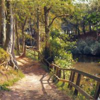 Monsted Peder A Spring Day In S By Forest A Glimmer Of Sunlight Through Trees