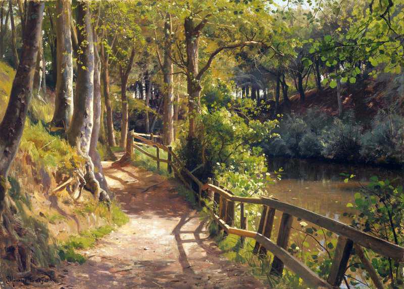 Monsted Peder A Spring Day In S By Forest A Glimmer Of Sunlight Through Trees museum quality