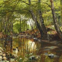 Monsted Peder A Spring Day In The Forest At A Brook 1888