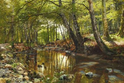 art oil painting reproduction of  Monsted Peder A Spring Day In The Forest At A Brook 1888 museum quality handmade