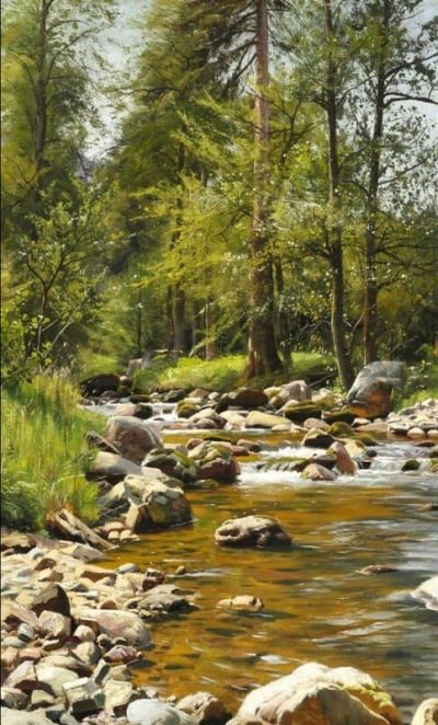 art oil painting reproduction of  Monsted Peder A Stream In The Forest Early Summer 1907 museum quality handmade