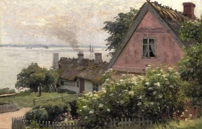 art oil painting reproduction of  Monsted Peder A Summer Day At Alsgarde 1906 museum quality handmade