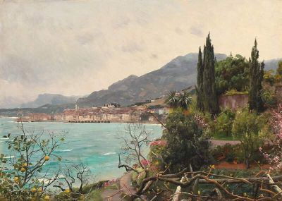 art oil painting reproduction of  Monsted Peder A Summer Day At Menton France 1907 museum quality handmade