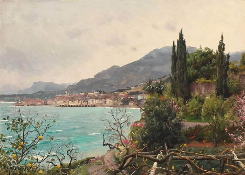 Monsted Peder A Summer Day At Menton France 1907 museum quality