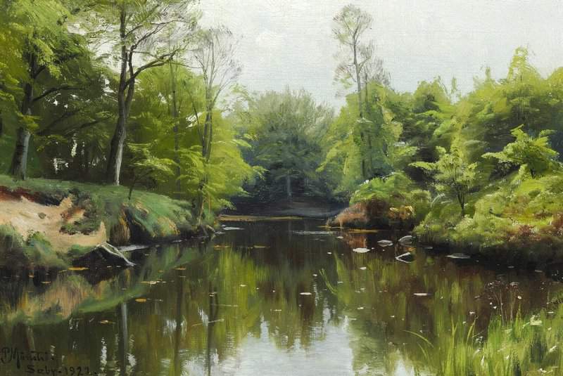 Monsted Peder A Summer Day At S By Stream 1922 museum quality