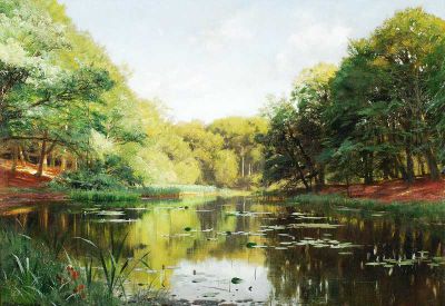 art oil painting reproduction of  Monsted Peder A Summer Lake 1889 museum quality handmade