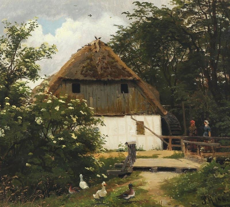 Monsted Peder A Summer S Day At The Watermill 1881 museum quality