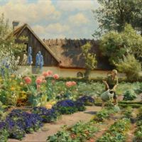 Monsted Peder A Summer S Day In The Farm Garden Sorup 1926