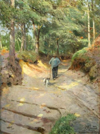 art oil painting reproduction of  Monsted Peder A Summer Walk At Himmelbjerget 1937 museum quality handmade