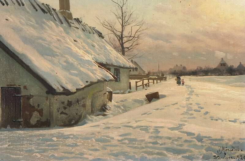 Monsted Peder A Sunny Winter Day In Stenlose Denmark 1920 museum quality