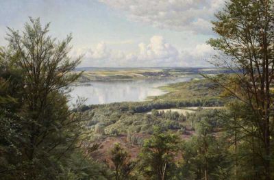 art oil painting reproduction of  Monsted Peder A View From Hans Christian Andersen S Bank Himmelbjergit Denmark 1927 museum quality handmade