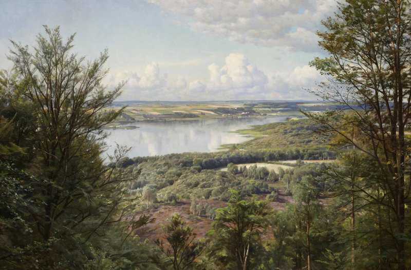 Monsted Peder A View From Hans Christian Andersen S Bank Himmelbjergit Denmark 1927 museum quality