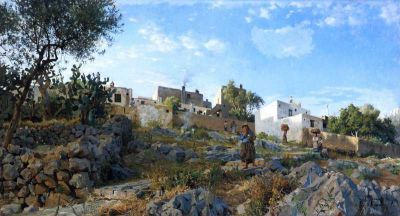 art oil painting reproduction of  Monsted Peder A View Of Anacapri 1888 museum quality handmade