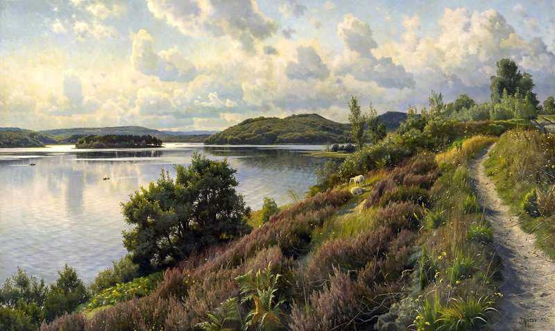 Monsted Peder A View Of Borreso From Himmelbjerget Denmark 1912 museum quality