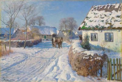 art oil painting reproduction of  Monsted Peder A Village In The Snow 1929 museum quality handmade