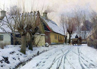 art oil painting reproduction of  Monsted Peder A Winter Day Hoje Taastrup 1922 museum quality handmade