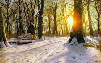 art oil painting reproduction of  Monsted Peder A Winter Day In Charlottenlund 1918 museum quality handmade