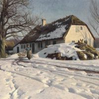 Monsted Peder A Winter Day Outside An Old Farmhouse In Jyderup 1924