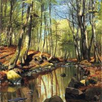 Monsted Peder A Wooded River Landscape 1892
