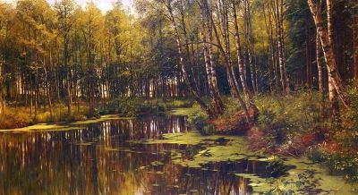art oil painting reproduction of  Monsted Peder A Woodland Pond 1901 museum quality handmade