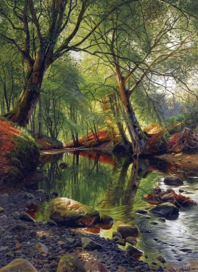 art oil painting reproduction of  Monsted Peder A Woodland Stream 1895 museum quality handmade