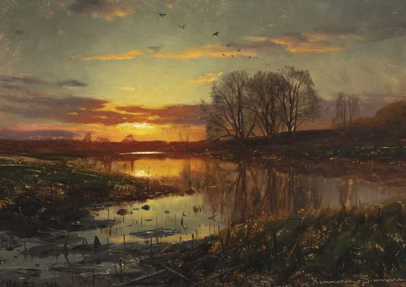 Monsted Peder Aften Ved Suseaaen - N Sbyholm 1901 museum quality