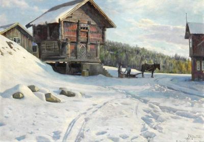 art oil painting reproduction of  Monsted Peder An Old Pantry In Bolkesjo Norway 1934 museum quality handmade