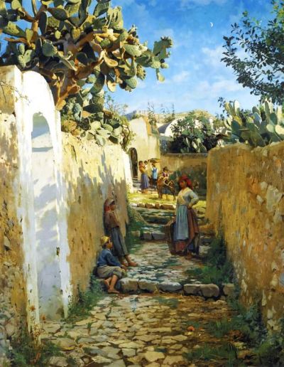 art oil painting reproduction of  Monsted Peder Anacapri 1884 museum quality handmade