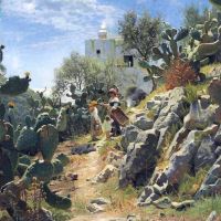 Monsted Peder At Noon On A Cactus Plantation In Capri 1885