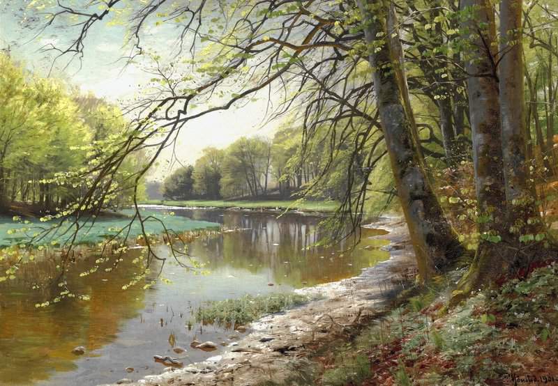 Monsted Peder Brook In A Spring Forest With Beech Trees Becoming Green 1901 museum quality