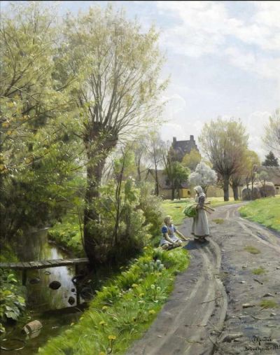 art oil painting reproduction of  Monsted Peder By The River Brondbyvester 1922 museum quality handmade