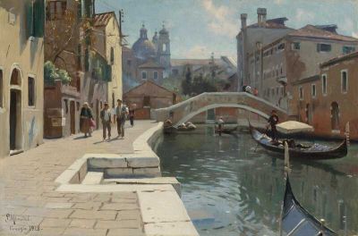 art oil painting reproduction of  Monsted Peder Canal In Venice 1928 museum quality handmade