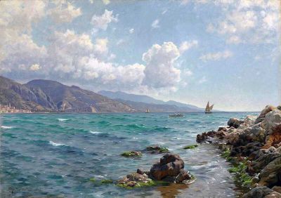art oil painting reproduction of  Monsted Peder Cap Martin France 1907 museum quality handmade