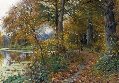 art oil painting reproduction of  Monsted Peder Charlottendun Forest 1908 museum quality handmade
