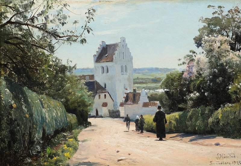 Monsted Peder Churchgoers On Their Way To Sct. Jorgens Kirke On A Sunny Day 1925 museum quality