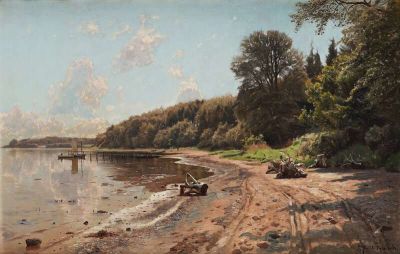 art oil painting reproduction of  Monsted Peder Coastal Landscape Fano Denmark 1915 museum quality handmade