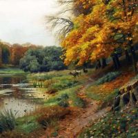 Monsted Peder Deer In An Autumn Landscape 1918