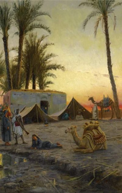 art oil painting reproduction of  Monsted Peder Desert Encampement 1894 museum quality handmade