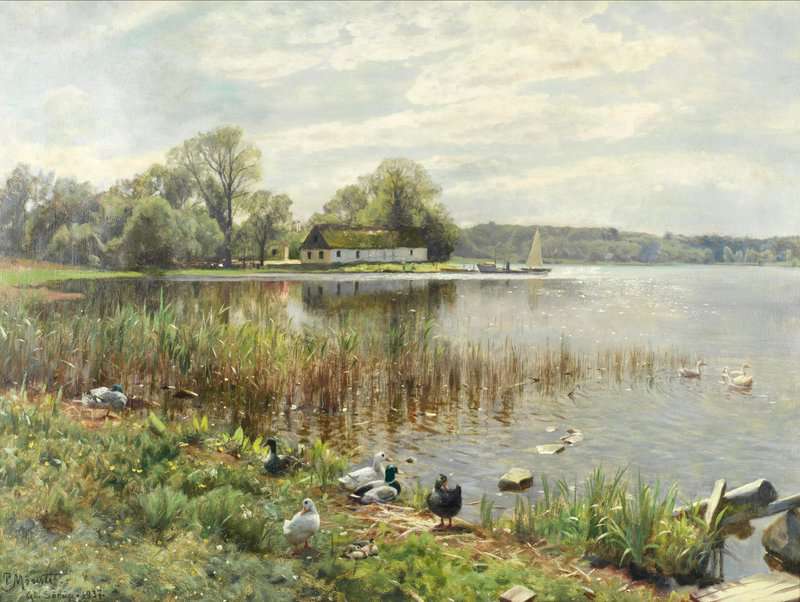 Monsted Peder Ducks At The Water S Edge 1937 museum quality