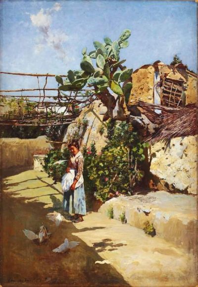 art oil painting reproduction of  Monsted Peder Duvorna Matas 1913 museum quality handmade