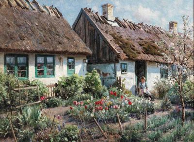 art oil painting reproduction of  Monsted Peder Ein Fruhling Im Bauerngarten 1923 museum quality handmade
