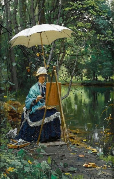 art oil painting reproduction of  Monsted Peder En Plein-air museum quality handmade