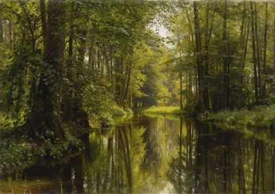 art oil painting reproduction of  Monsted Peder Fishing From A Punt 1910 museum quality handmade