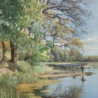 Monsted Peder Fishing On The Lake 1894