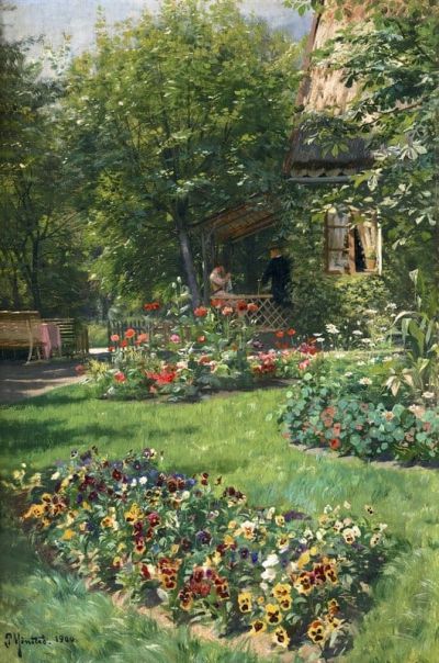 art oil painting reproduction of  Monsted Peder Flower Garden 1900 museum quality handmade